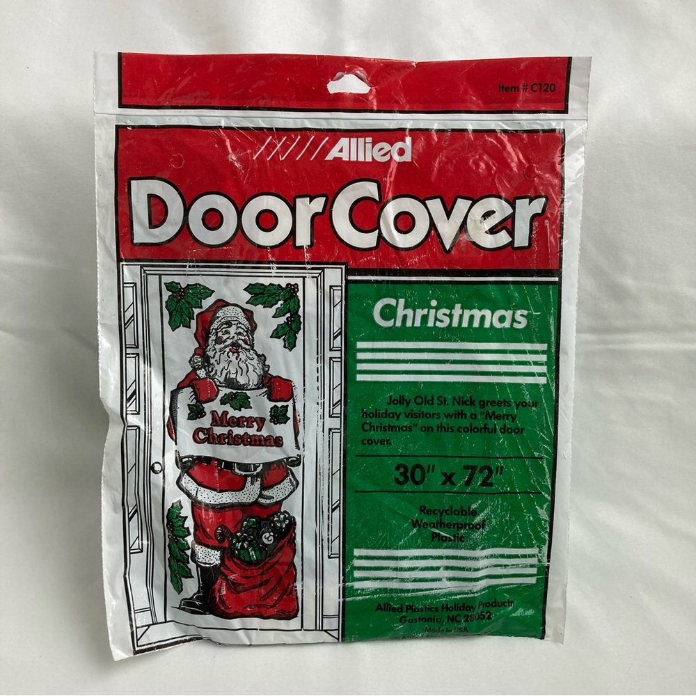 Vintage 1990s Christmas Door Cover Santa 30" x 72" NEW Sealed Holiday Decoration